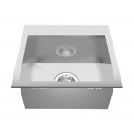 Kindred QSLF1717 20 gauge hand fabricated dual mount single bowl ledgeback sinks