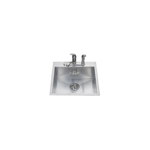 Kindred QSLF2020 20 gauge hand fabricated dual mount single bowl ledgeback sink