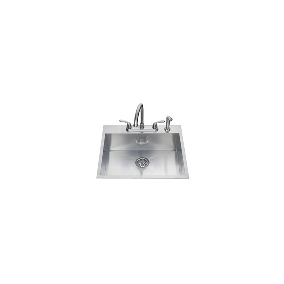 Kindred QSLF2225 20 gauge hand fabricated dual mount single bowl ledgeback sink