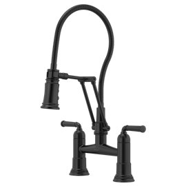 BRIZO ROOK 62174LF TWO HANDLE ARTICULATING BRIDGE FAUCET WITH FINISHED HOSE 