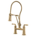 BRIZO ROOK 62174LF TWO HANDLE ARTICULATING BRIDGE FAUCET WITH FINISHED HOSE 