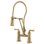 BRIZO ROOK 62174LF TWO HANDLE ARTICULATING BRIDGE FAUCET WITH FINISHED HOSE 