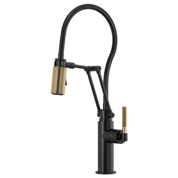 BRIZO LITZE 63143LF ARTICULATING FAUCET WITH KNURLED HANDLE AND FINISHED HOSE