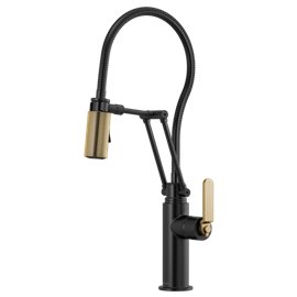 BRIZO LITZE 63144LF ARTICULATING FAUCET WITH INDUSTRIAL HANDLE AND FINISHED HOSE