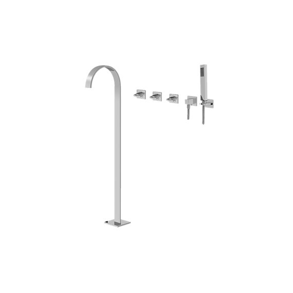 Graff G-1853-C14U Sade Floor-Mounted Tub Filler with Wall-Mounted Handshower and Diverter