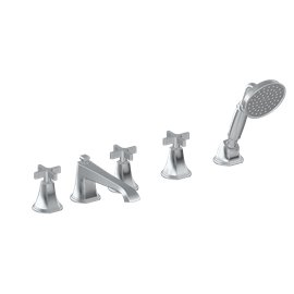 Graff G-6851-C15B Finezza UNO Roman Tub Set with Handshower with Cross Handle - Rough and Trim 