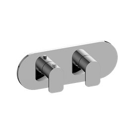 Graff G-8047H-LM42E0-T M-Series Round Thermostatic 2-Hole Trim Plate and Handle - Horizontal Installation 