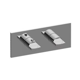 Graff G-8048H-C14E0-T M-Series Square Thermostatic 2-Hole Trim Plate with Targa/Sade Handle - Horizontal Installation