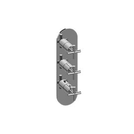 Graff G-8056-C17E0-T M-Series Round 3-Hole Trim Plate with Terra Handles - Vertical Installation