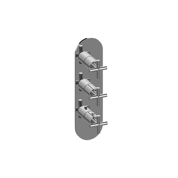 Graff G-8056-C17E0-T M-Series Round 3-Hole Trim Plate with Terra Handles - Vertical Installation