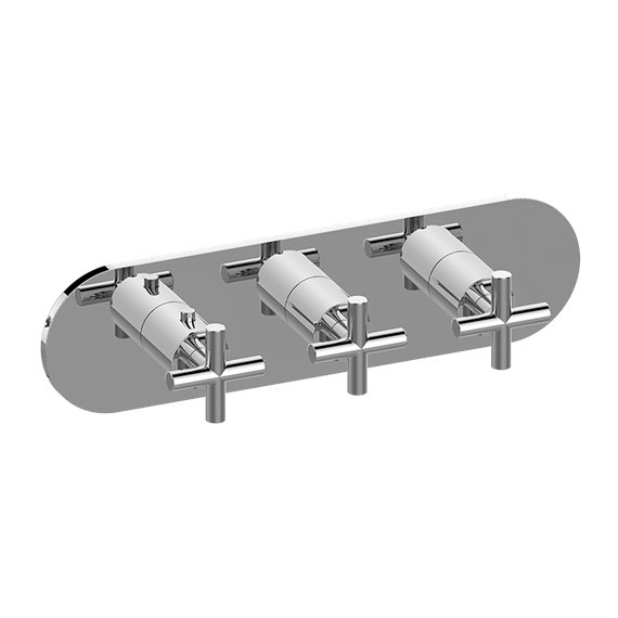 Graff G-8056H-C17E0-T M-Series Round 3-Hole Trim Plate with Terra Handles - Horizontal Installation