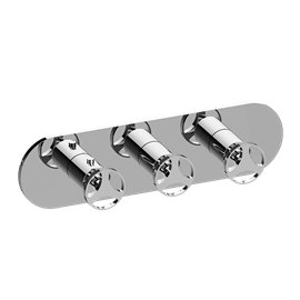 Graff G-8056H-C19E0-T M-Series Round 3-Hole Trim Plate with Harley Handles - Horizontal Installation