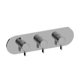 Graff G-8056H-LM46E0-T M-Series Round 3-Hole Trim Plate with Terra Handles - Horizontal Installation