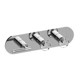 Graff G-8056H-LM57C19-T M-Series Round 3-Hole Trim Plate with Harley Handles - Horizontal Installation