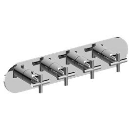 Graff G-8058H-C17E0-T M-Series Round 4-Hole Trim Plate with Terra Handles - Horizontal Installation