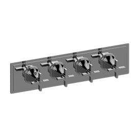 Graff G-8079H-C15E0-T M-Series Finezza UNO 4-Hole Trim Plate with Cross Handles - Horizontal Installation