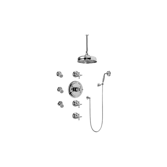 Graff GA1.221B-C2S-T Adley Thermostatic Set with Body Sprays and Handshower - Trim Only