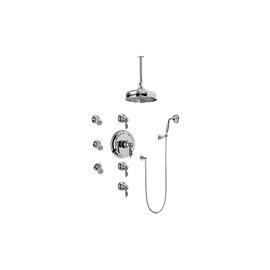 Graff GA1.221B-LM14S Topaz Thermostatic Set with Body Sprays and Handshower - Rough and Trim