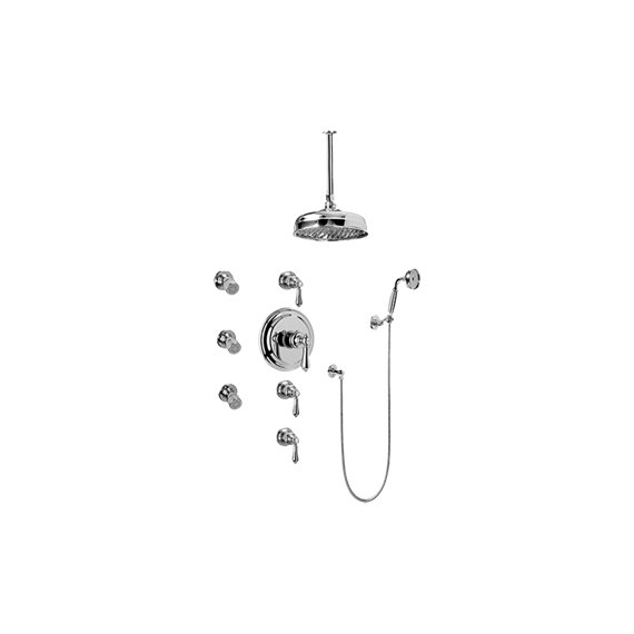 Graff GA1.221B-LM34S Adley Thermostatic Set with Body Sprays and Handshower - Rough and Trim