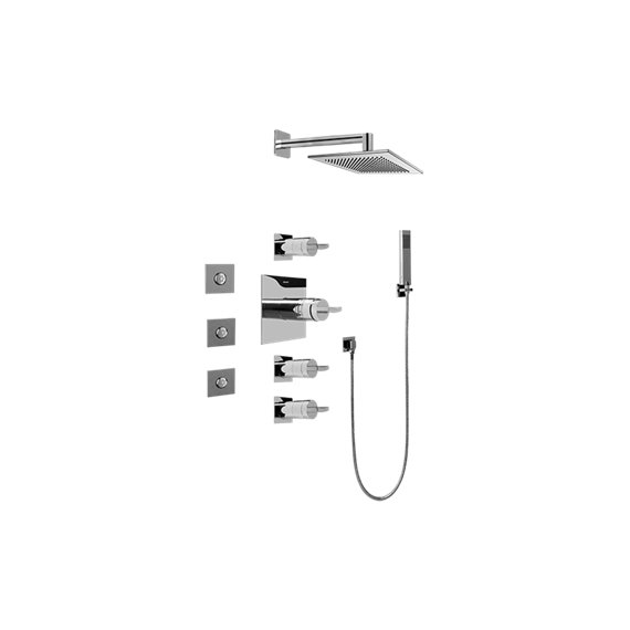 Graff GC1.122A-C14S-T Contemporary Square Thermostatic Set with Body Sprays and Handshower - Trim Only