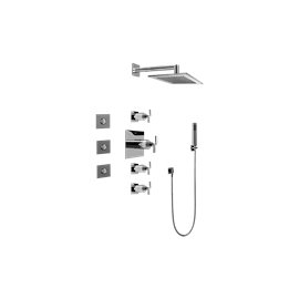 Graff GC1.122A-C9S-T Contemporary Square Thermostatic Set with Body Sprays and Handshower - Trim Only