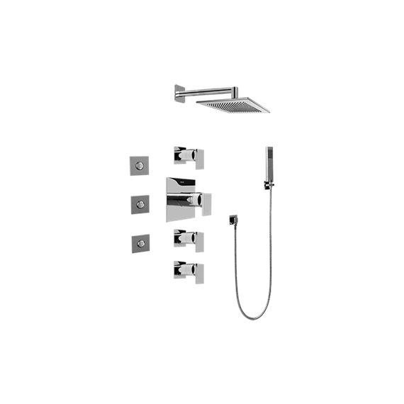 Graff GC1.122A-LM31S-T Contemporary Square Thermostatic Set with Body Sprays and Handshower - Trim Only