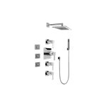 Graff GC1.122A-LM38S Contemporary Square Thermostatic Set with Body Sprays and Handshower - Rough and Trim