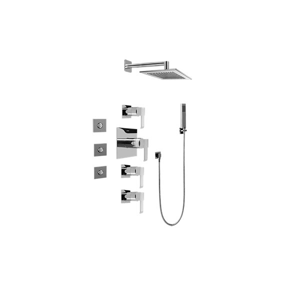 Graff GC1.122A-LM38S-T Contemporary Square Thermostatic Set with Body Sprays and Handshower - Trim Only