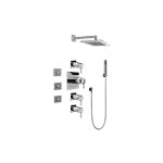 Graff GC1.122A-LM39S Contemporary Square Thermostatic Set with Body Sprays and Handshower - Rough and Trim