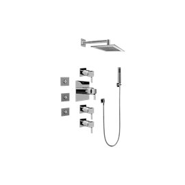 Graff GC1.122A-LM39S-T Contemporary Square Thermostatic Set with Body Sprays and Handshower - Trim Only