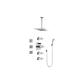 Graff GC1.131A-C14S Contemporary Square Thermostatic Set with Body Sprays and Handshower - Rough and Trim