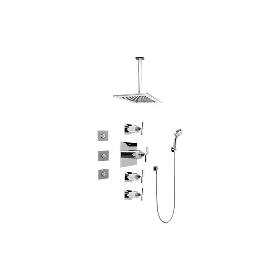 Graff GC1.131A-C9S-T Contemporary Square Thermostatic Set with Body Sprays and Handshower - Trim Only