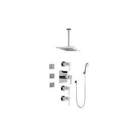 Graff GC1.131A-LM38S Contemporary Square Thermostatic Set with Body Sprays and Handshower - Rough and Trim