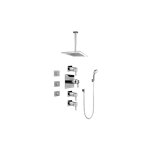 Graff GC1.131A-LM39S Contemporary Square Thermostatic Set with Body Sprays and Handshower - Rough and Trim