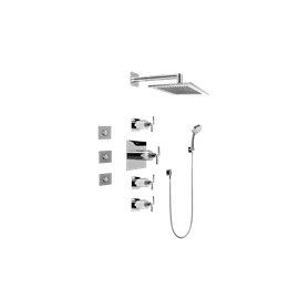 Graff GC1.132A-C9S Contemporary Square Thermostatic Set with Body Sprays and Handshower - Rough and Trim