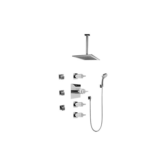 Graff GC1.231A-C14S-T Contemporary Square Thermostatic Set with Body Sprays and Handshower - Trim Only