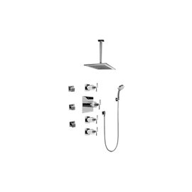 Graff GC1.231A-C9S Contemporary Square Thermostatic Set with Body Sprays and Handshower - Rough and Trim