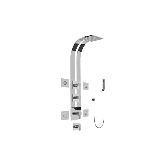 Graff GE1.120A-LM38S Square Thermostatic Ski Shower Set with Body Sprays and Handshowers - Trim and Rough