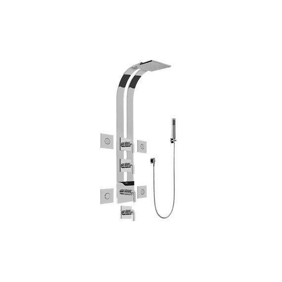 Graff GE1.120A-LM40S Square Thermostatic Ski Shower Set with Body Sprays and Handshowers - Trim and Rough