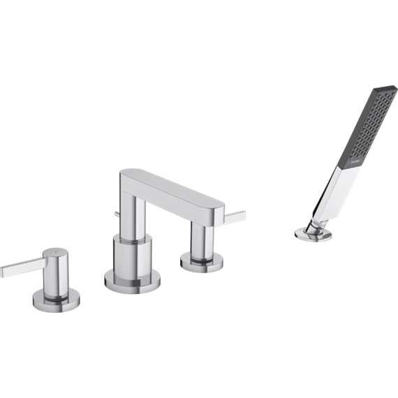 HANSGROHE FINORIS 4-HOLE ROMAN TUB SET TRIM WITH 1.75 GPM HANDSHOWER 