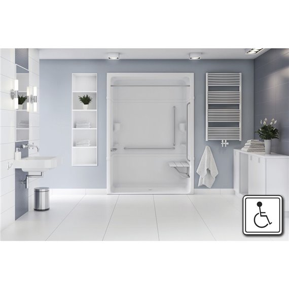 MIROLIN ARS66R1 WHITE ACCESS 66 WITH SEAT SS GRAB BARS CSA