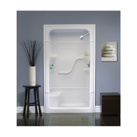 MIROLIN SH43LS1 WHITE MADISON 4 MULTI SHOWER STALL WITH SEAT