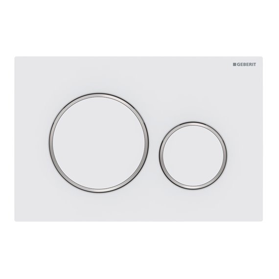 GEBERIT 115.882.JT.1 ACTUATOR PLATE SIGMA20 FOR DUAL FLUSH WHITE MATT COATED EASY-TO-CLEAN COATED BRIGHT CHROME-PLATED