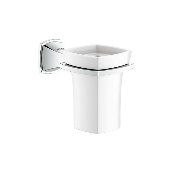 GROHE 40626 Grandera Ceramic Tumbler with Holder Chrome