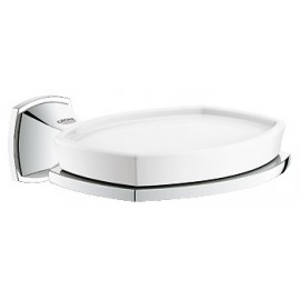 GROHE 40628 Grandera Ceramic Soap Dish with Holder Chrome