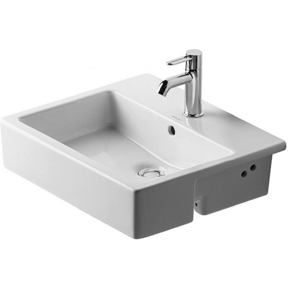 Duravit 03145500001 Semi recessed-washbasin 55 cm Vero white with of with tp 1th WGL