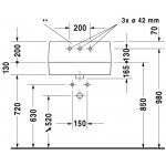 Duravit 04536000251 Washbasin 60 cm Vero white with back panel and 3 TH ground WGL