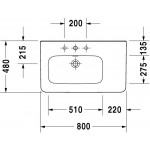 Duravit 2325800000 Furniture washbasin 800mm DuraStyle white asym B-le. w.OF w.TP 1 TH