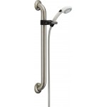 DELTA 52001-DS PB PAUSE HS W/ 24" WALL GRAB BAR, SLIDE, 60" EXT HOSE 