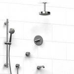 Riobel KIT1343 Type TP thermostaticpressure balance 0.5 coaxial system with hand shower rail shower head tub spout and 3-way ...